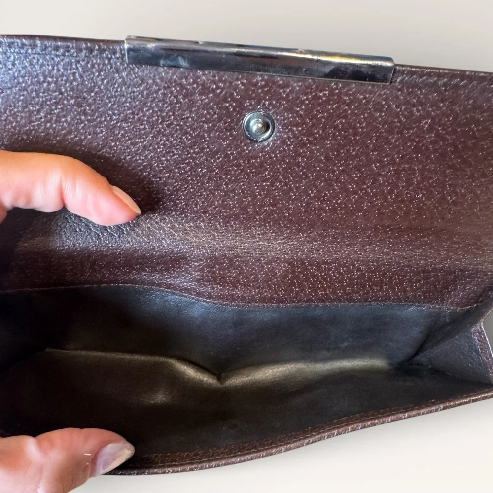 Gucci GG Canvas Continental Long Wallet Beige Brown Leather Trim Snap Closure - Picture 5 of 8